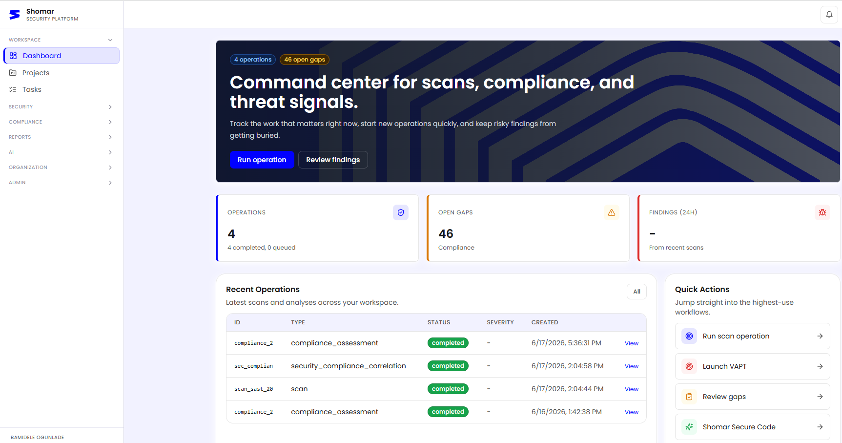 Command center screenshot
